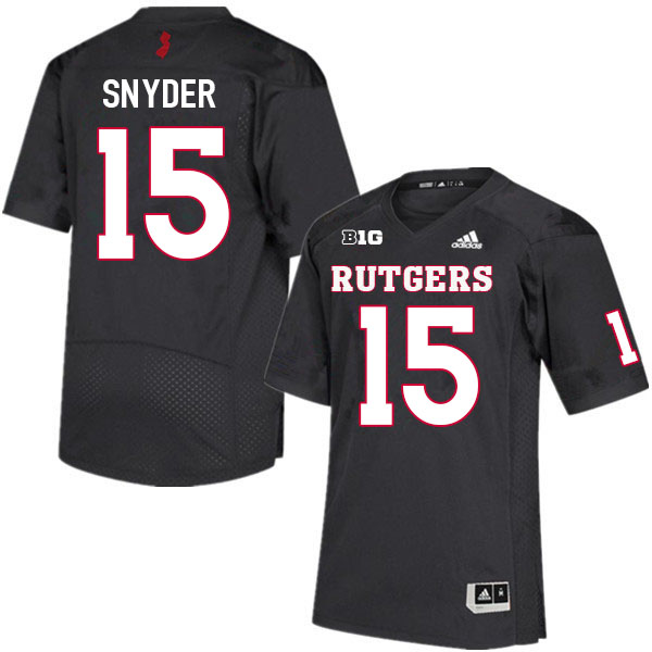 Men #15 Cole Snyder Rutgers Scarlet Knights College Football Jerseys Sale-Black - Click Image to Close